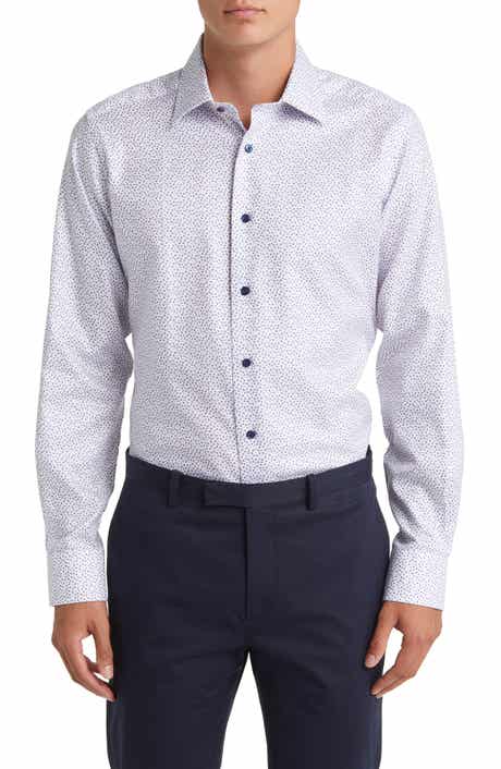 Trim Fit Tossed Square Print Dress Shirt