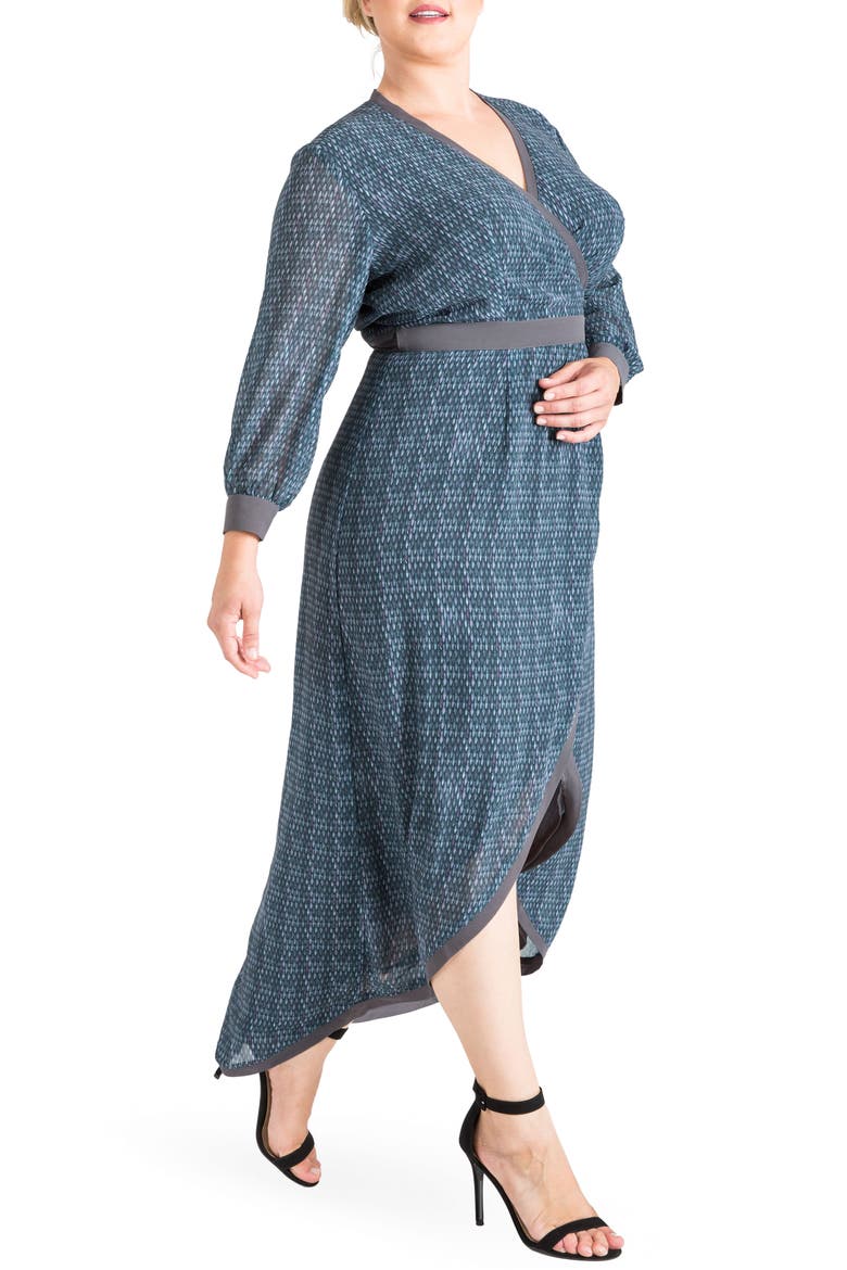 Elle High/Low Wrap Dress, Alternate, color, SNAKE CHARM
