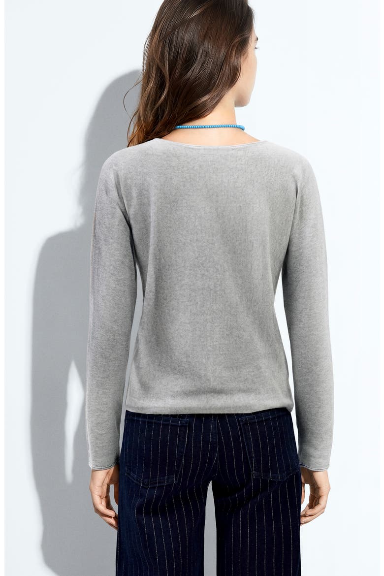 Cotton Blend Fine Knit Sweater, Alternate, color, MEDIUM HEATHER GREY