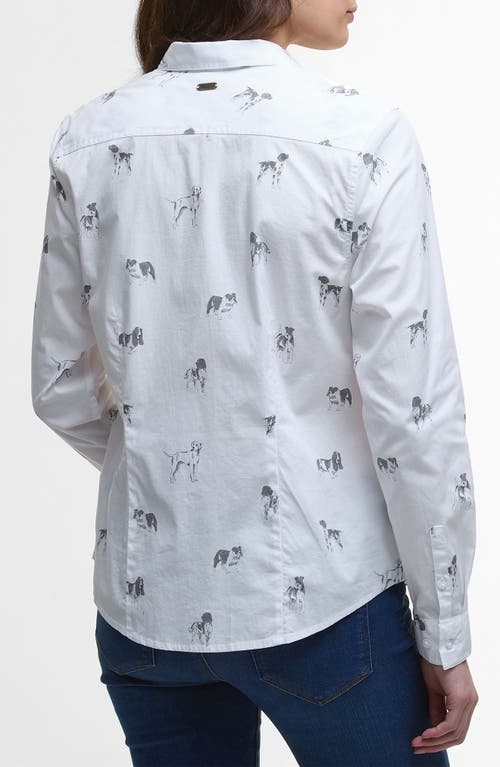 Barbour Brambles Dog Print Cotton Button-up Shirt In White