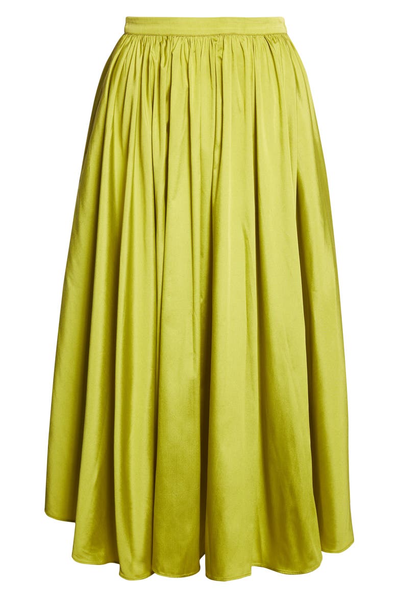 Ayla Pleated Midi Skirt, Alternate, color, CHARTREUSE TAFFETA