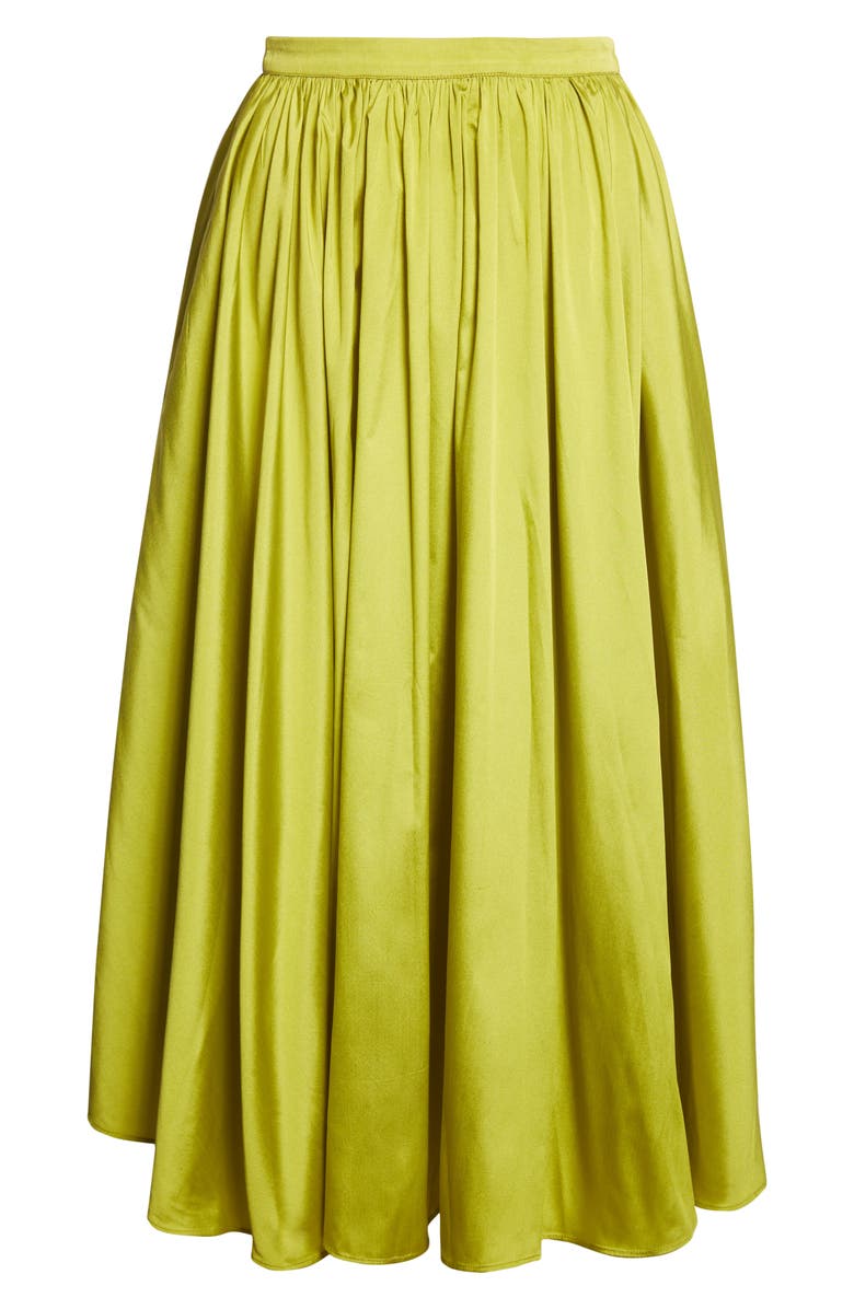 MILLE Ayla Pleated Midi Skirt, Alternate, color, Chartreuse Taffeta