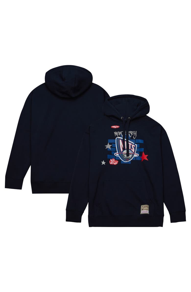Mitchell & Ness Men's Mitchell & Ness x Tats Cru Navy New Jersey Nets Hardwood Classics Brick Pullover Hoodie, Main, color, Navy