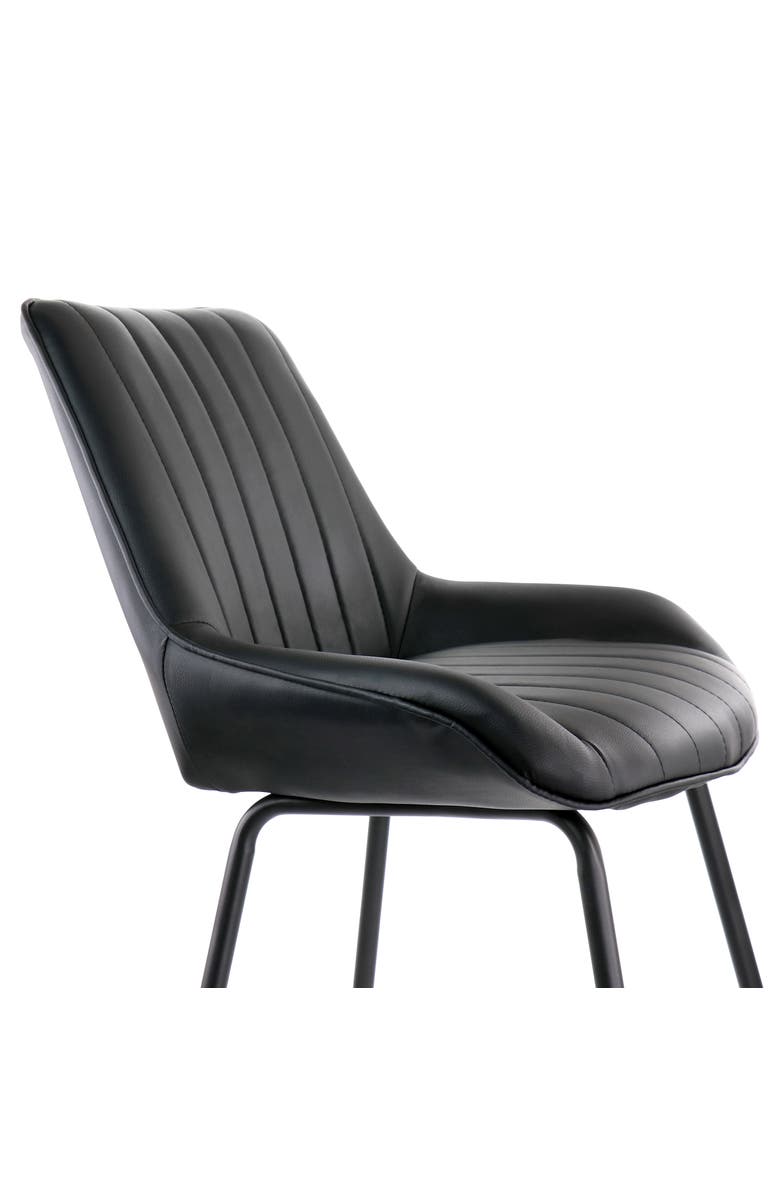 Elama 2 Piece Faux Leather Tufted Chair with Metal Legs, Alternate, color, Black