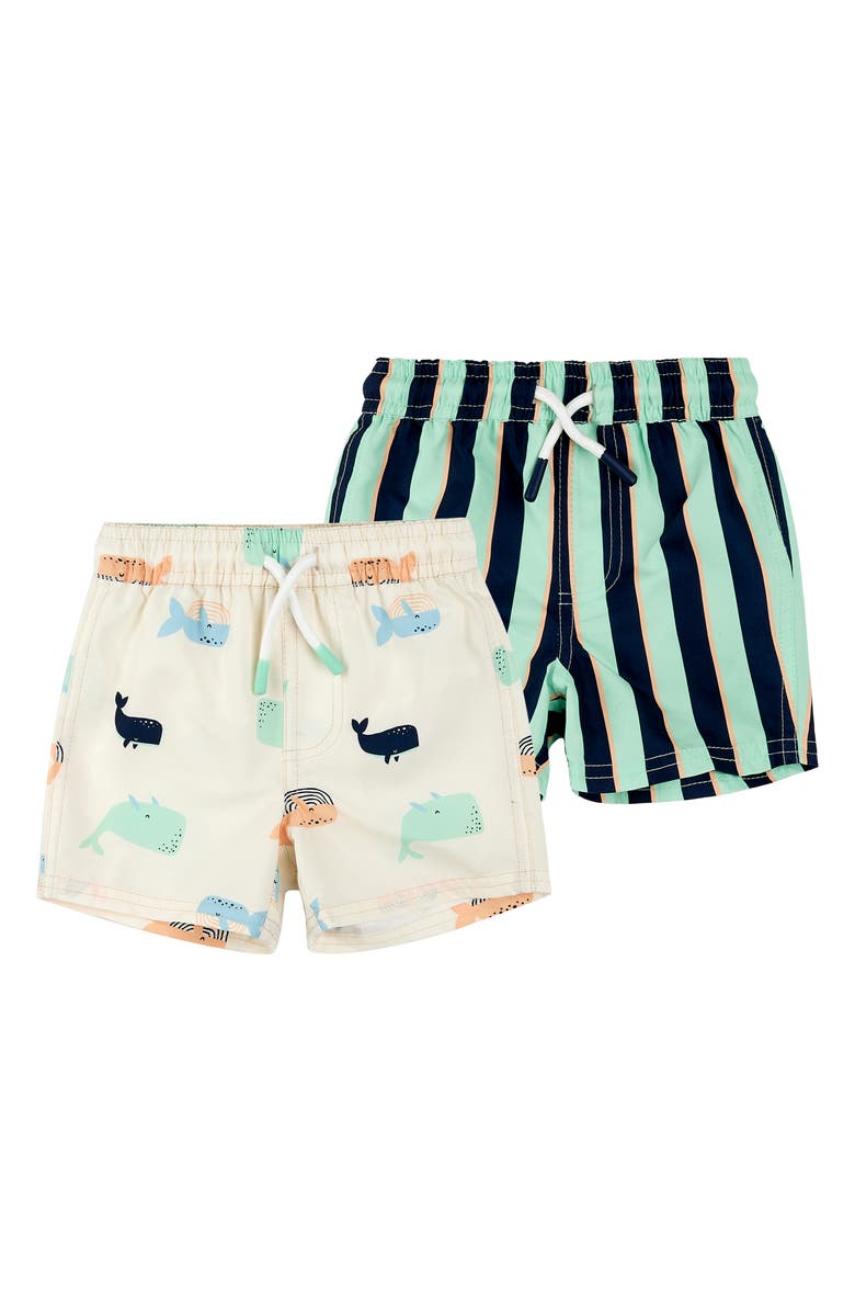 PL Baby by Petit Lem 2-Pack Swim Trunks, Main, color, 