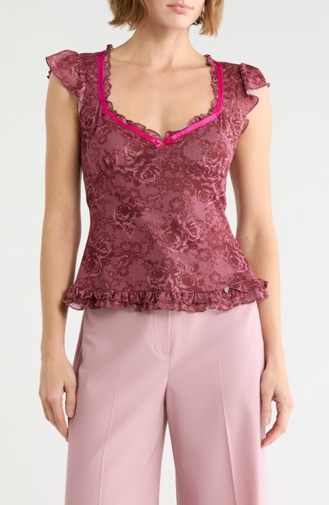 Ruffle Strap Lace Camisole