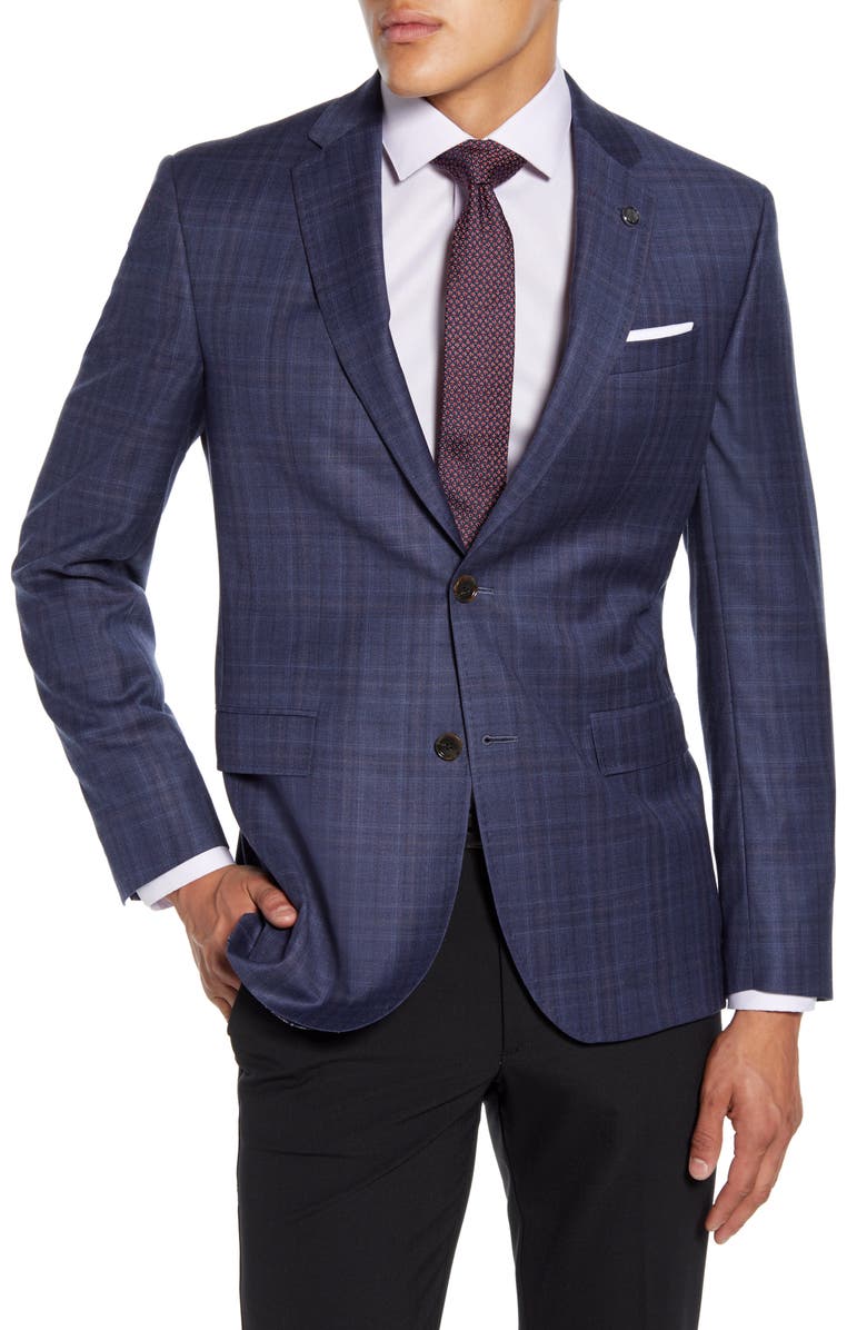 Ted Baker London Roger Trim Fit Plaid Wool Sport Coat, Main, color,