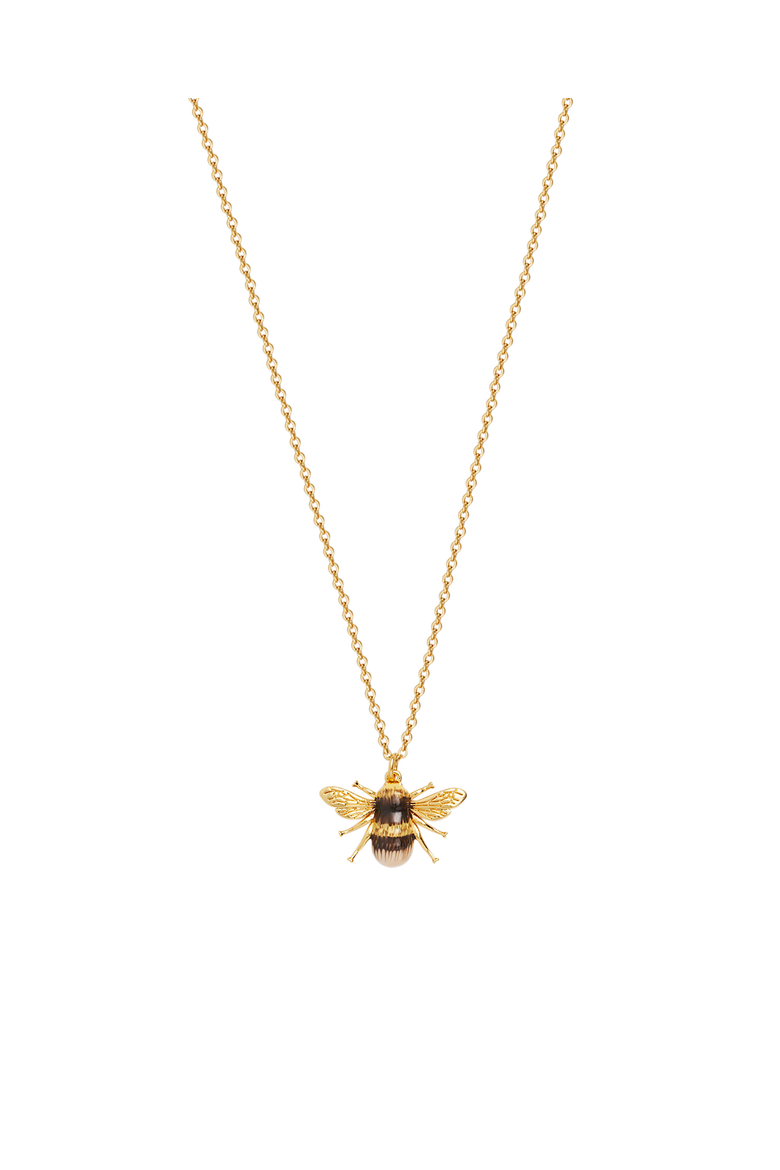 Honey Bee Enamel Necklace, Main, color, Gold