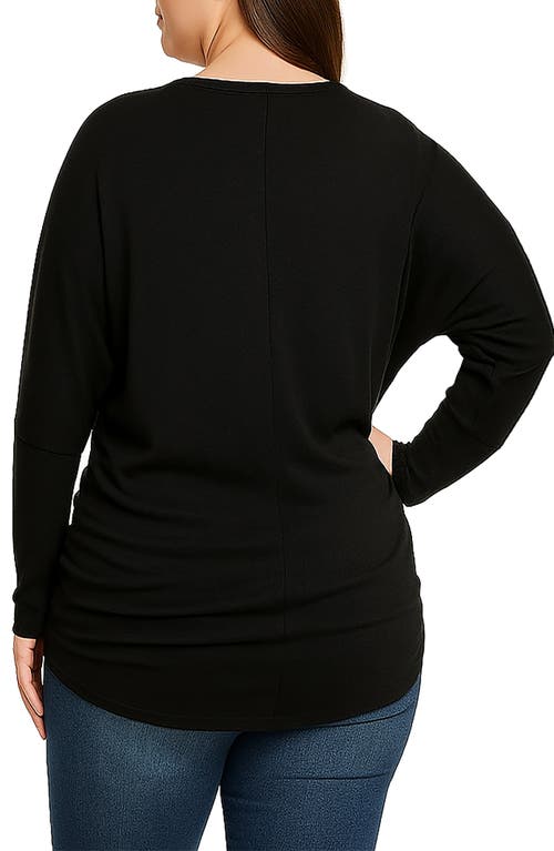 Standards & Practices Batwing Long Sleeve Tunic Top In Black