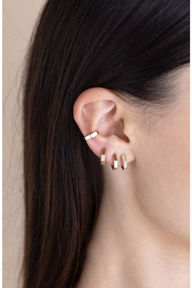 Diamond Octagon Hoop Earrings, Alternate, color, 14K YELLOW GOLD