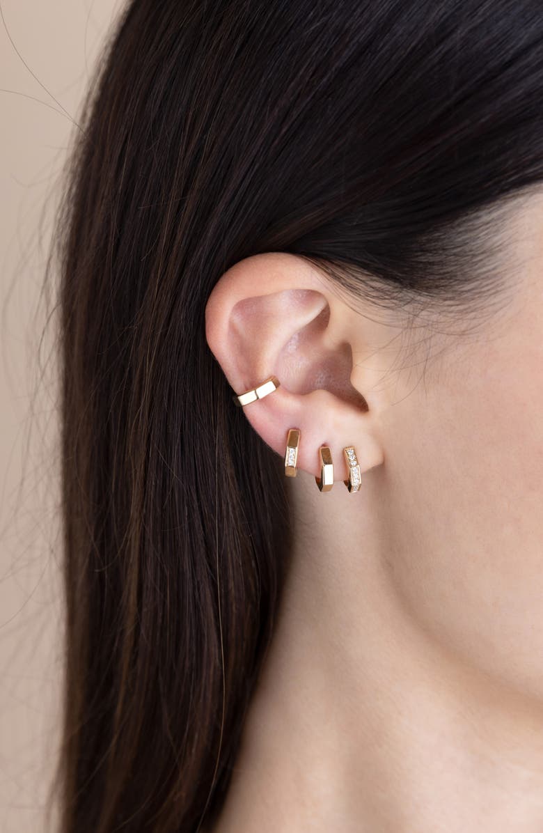 Zoë Chicco Diamond Octagon Hoop Earrings, Alternate, color, 14K Yellow Gold