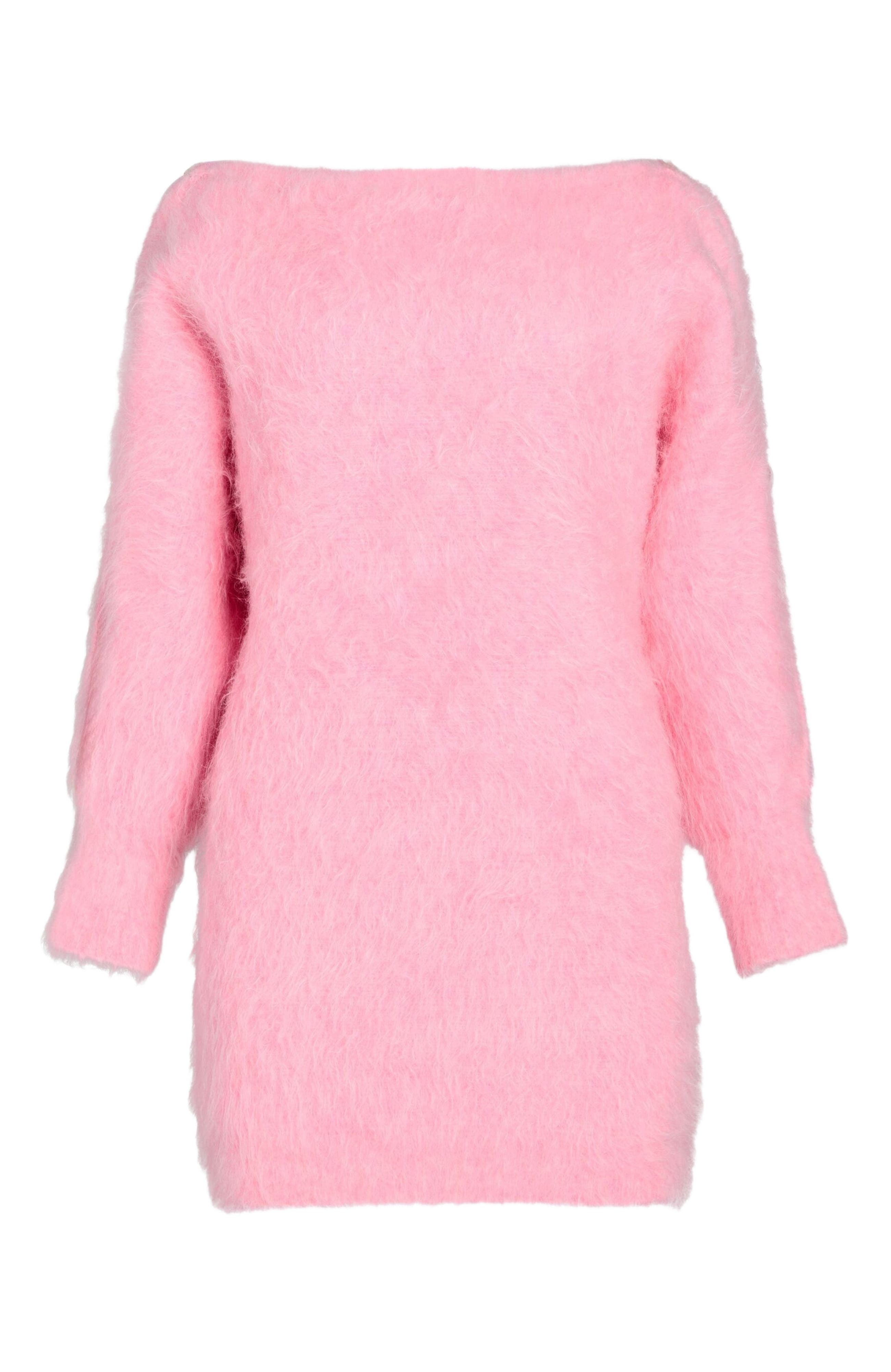 pink fluffy jumper dress Sweet Parisian Fuzzy Sweater Dress  VICI