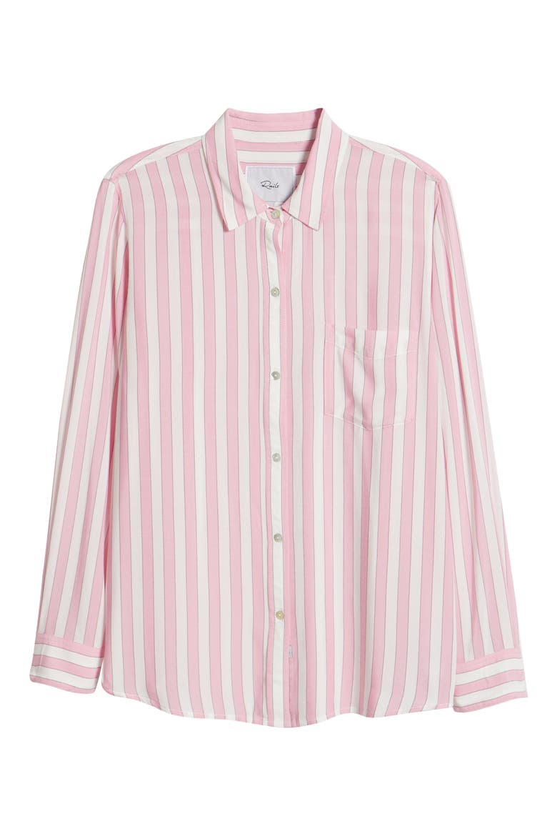 Wren Stripe Button-Up Shirt, Alternate, color, ROSE BLOOM STRIPE