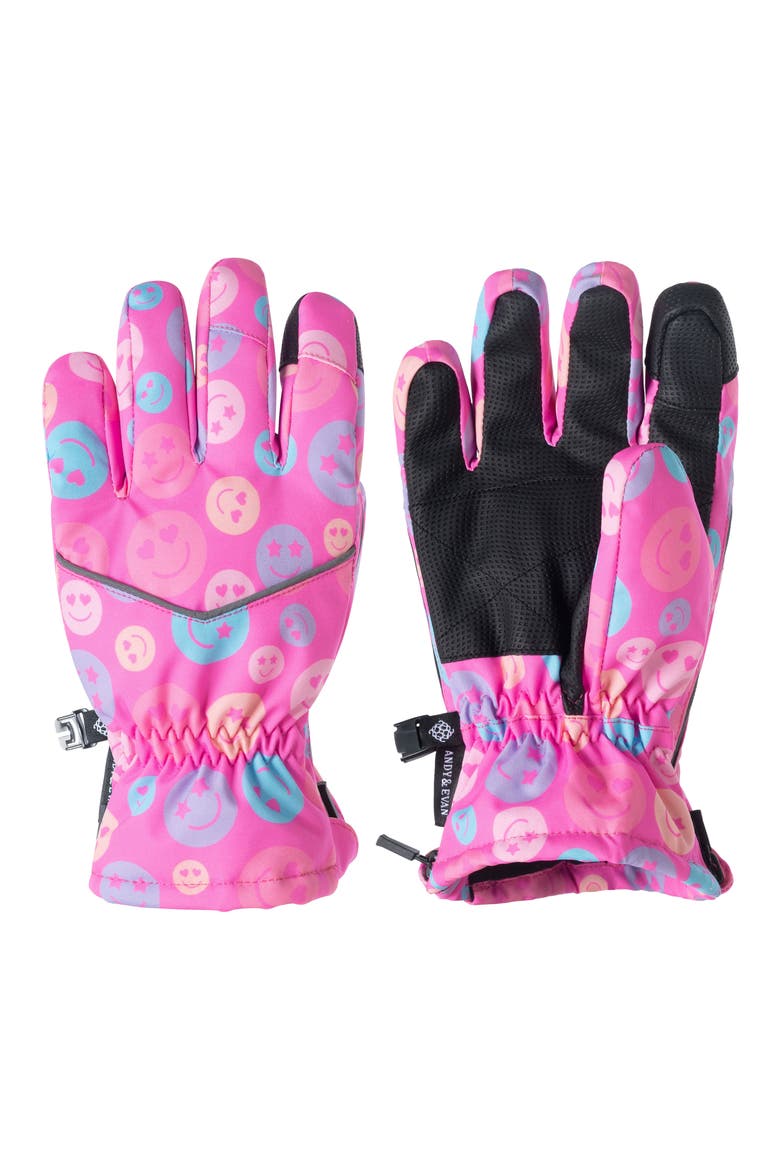 Kids' Winter & Ski Zip Gloves, Main, color, PINK SMILEY