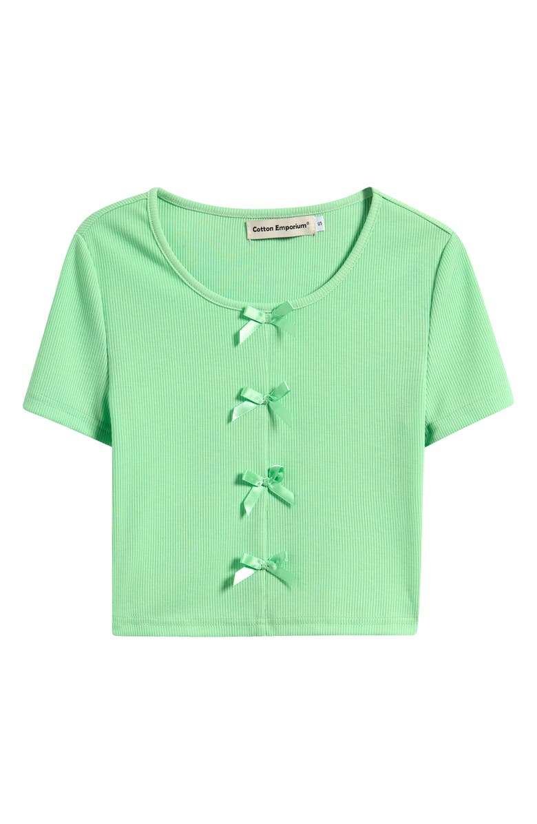 Cotton Emporium Kids' Bow Accent Rib T-Shirt, Main, color, Mint