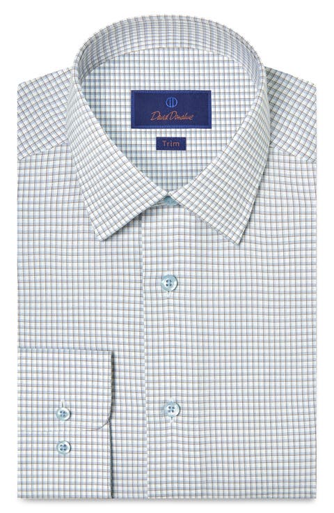 Trim Fit Check Cotton Dobby Dress Shirt