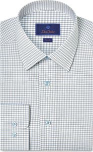 David Donahue Trim Fit Check Cotton Dobby Dress Shirt