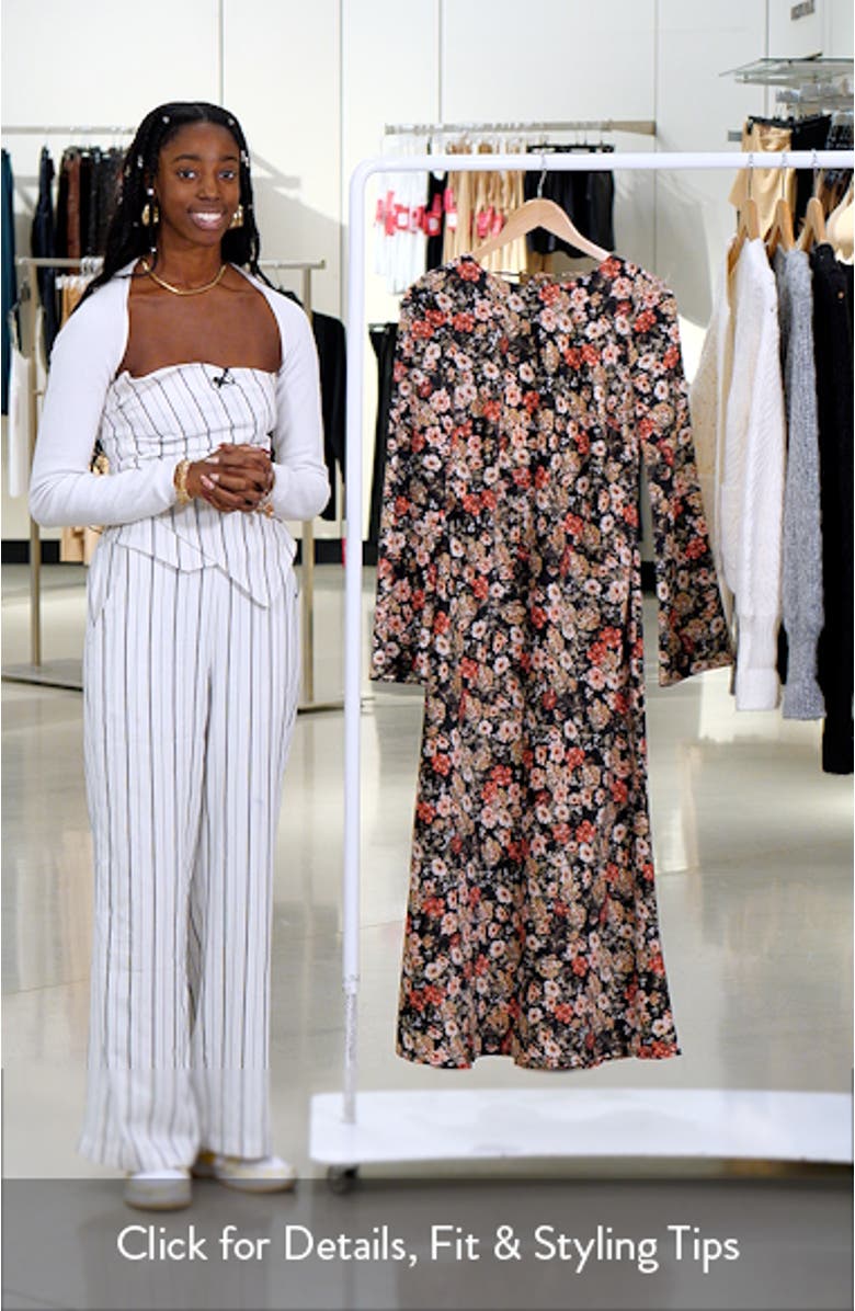 Gladys Floral Scoop Back Long Sleeve Midi Dress, sales video thumbnail