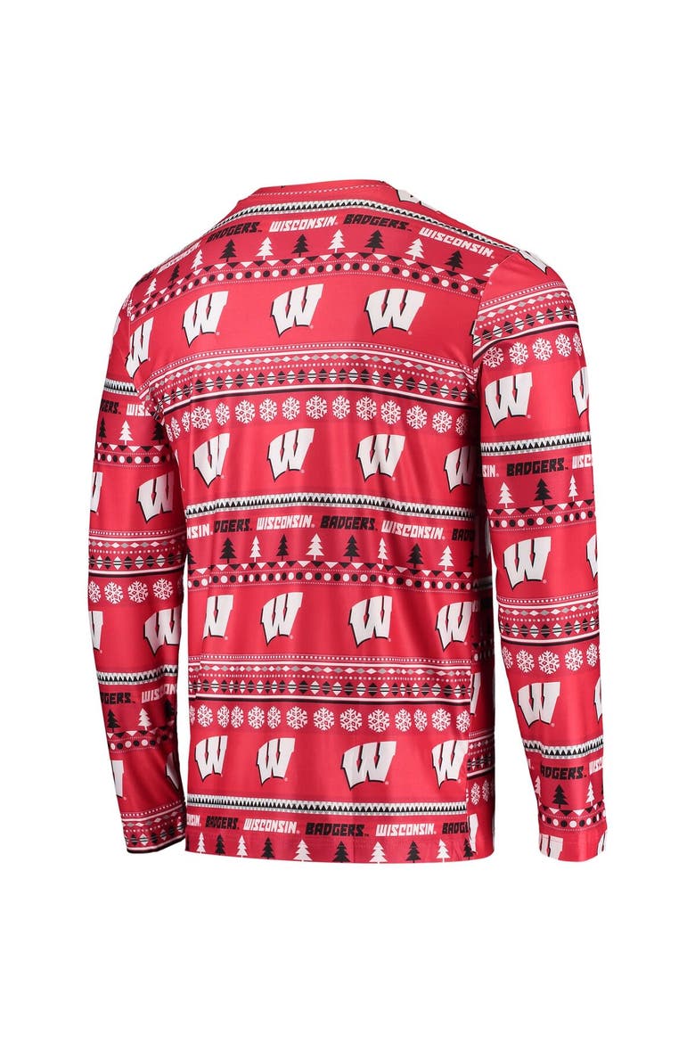 Men's Concepts Sport Red Wisconsin Badgers Ugly Sweater Long Sleeve T-Shirt and Pants Sleep Set, Alternate, color, Red