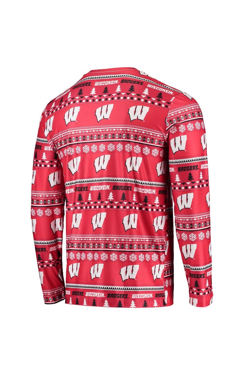 CONCEPTS SPORT Men's Concepts Sport Red Wisconsin Badgers Ugly Sweater Long Sleeve T-Shirt and Pants Sleep Set, Alternate, color, Red