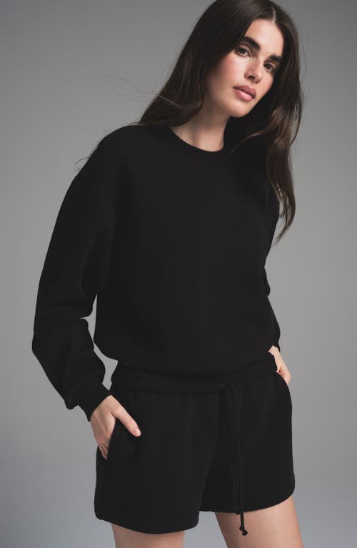 Skims Black Cotton Fleece Classic Shorts In Onyx