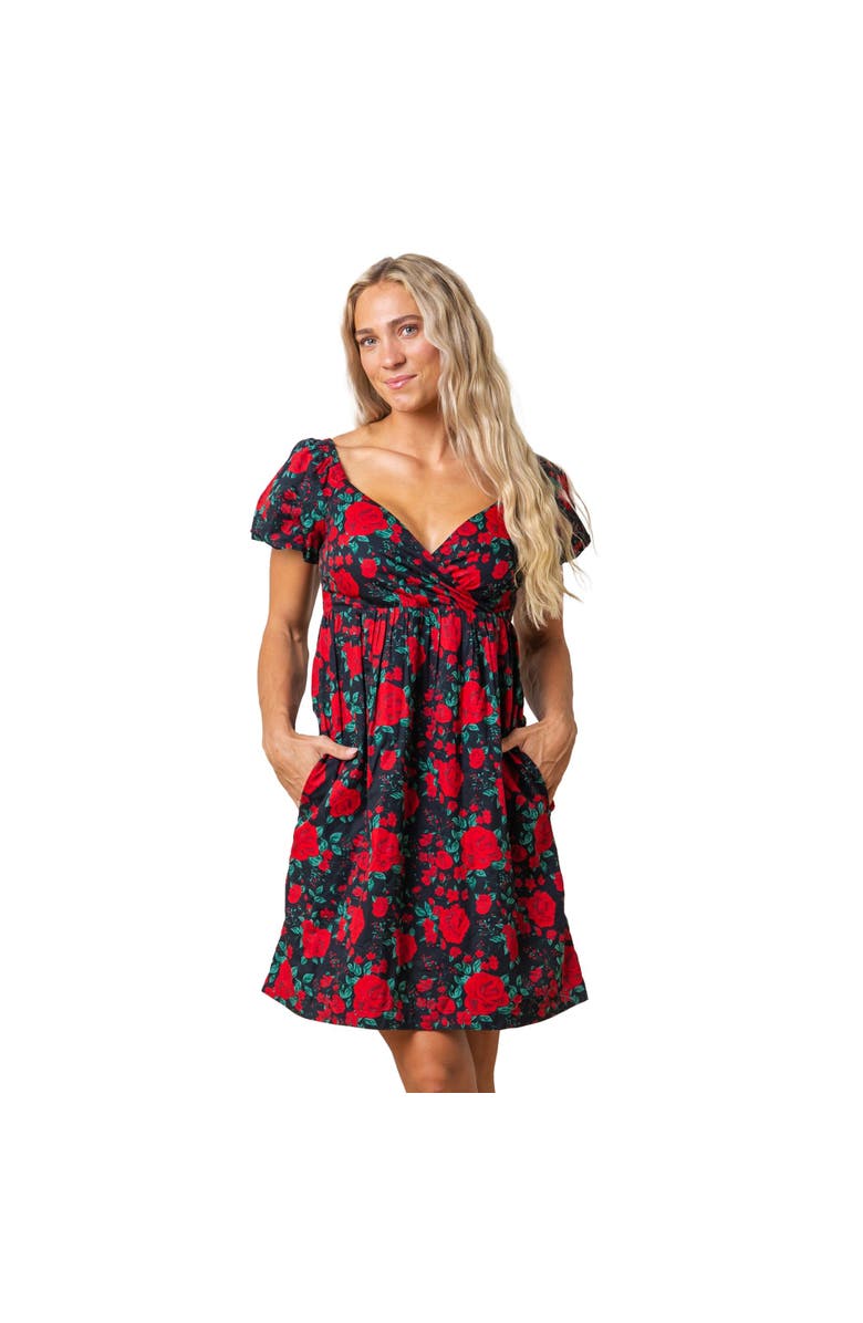 Hope & Henry Women's Organic Puff Sleeve Crossover Dress, Main, color, 