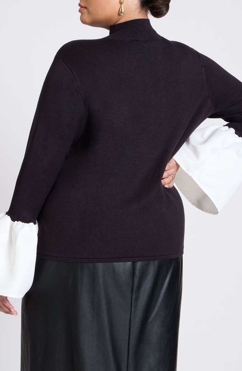 ELOQUII Keyhole Bell Sleeve Sweater, Alternate, color, 