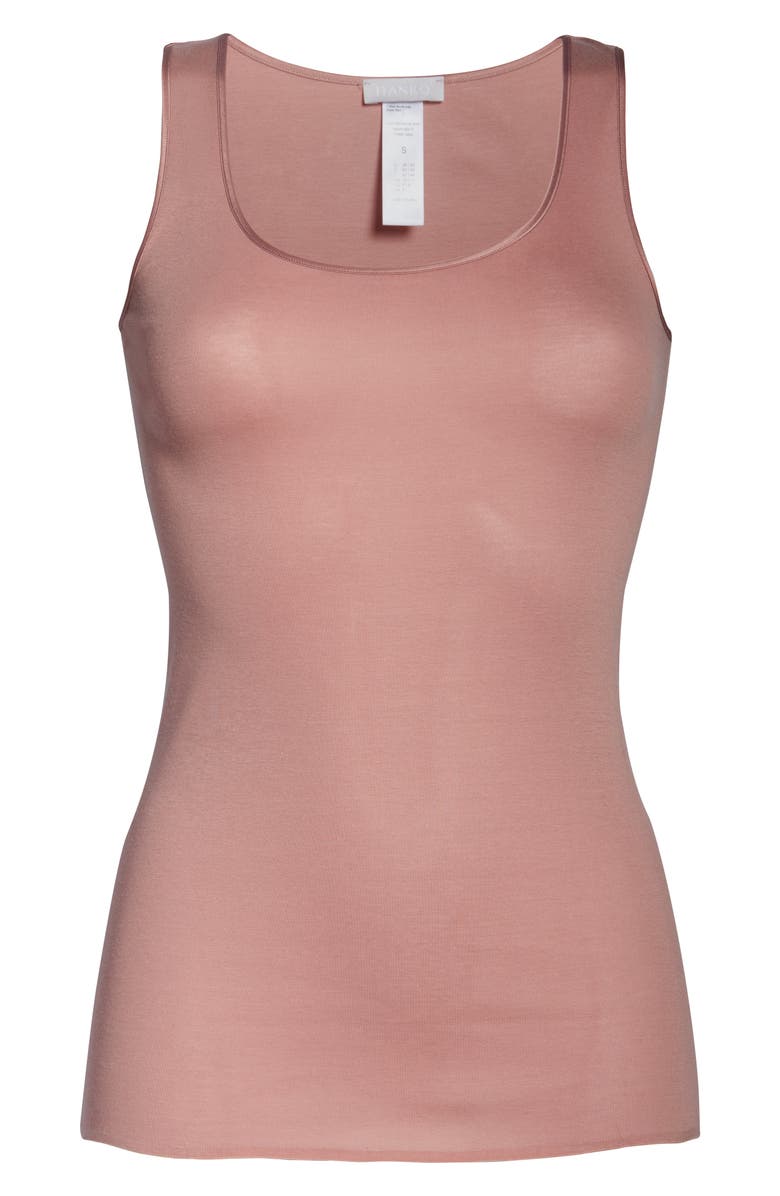 Hanro Seamless Cotton Tank, Alternate, color, Rouge