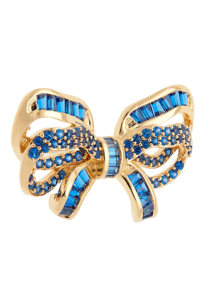 Pavé Crystal Bow Stud Earrings, Alternate, color, BLUE/ GOLD