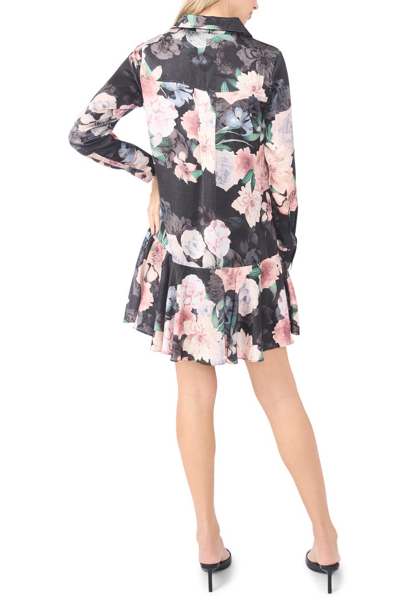 Ted Baker Gloria Floral Button-Up Shirt Dress, Alternate, color, Black/ Coral Pink