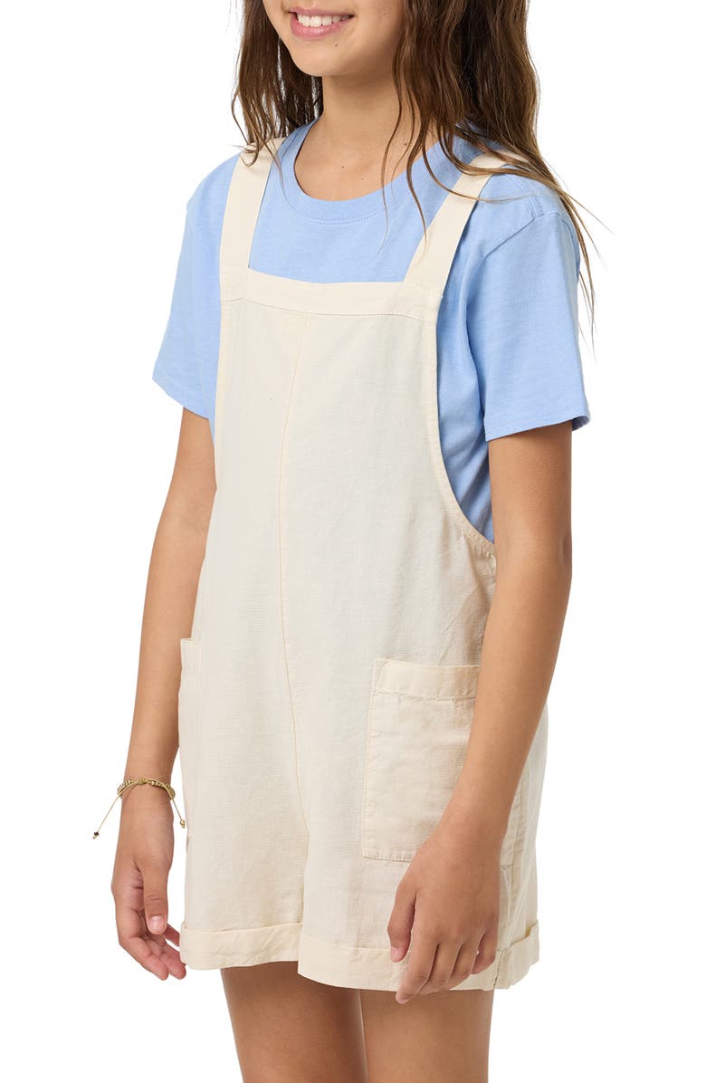 O'Neill Kids' Starlette Cotton & Linen Romper, Alternate, color, Ivory