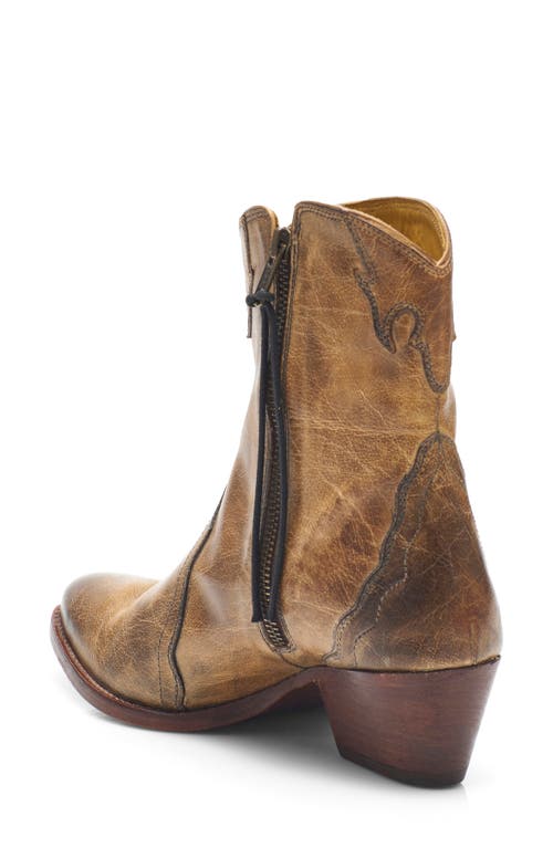 Free People New Frontier Western Bootie In Light Tan Leather