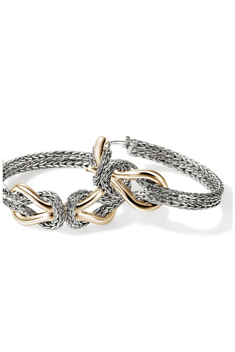 Infinite Love Knot 14k Gold and Sterling Silver Hoop Earrings, Alternate, color, SILVER