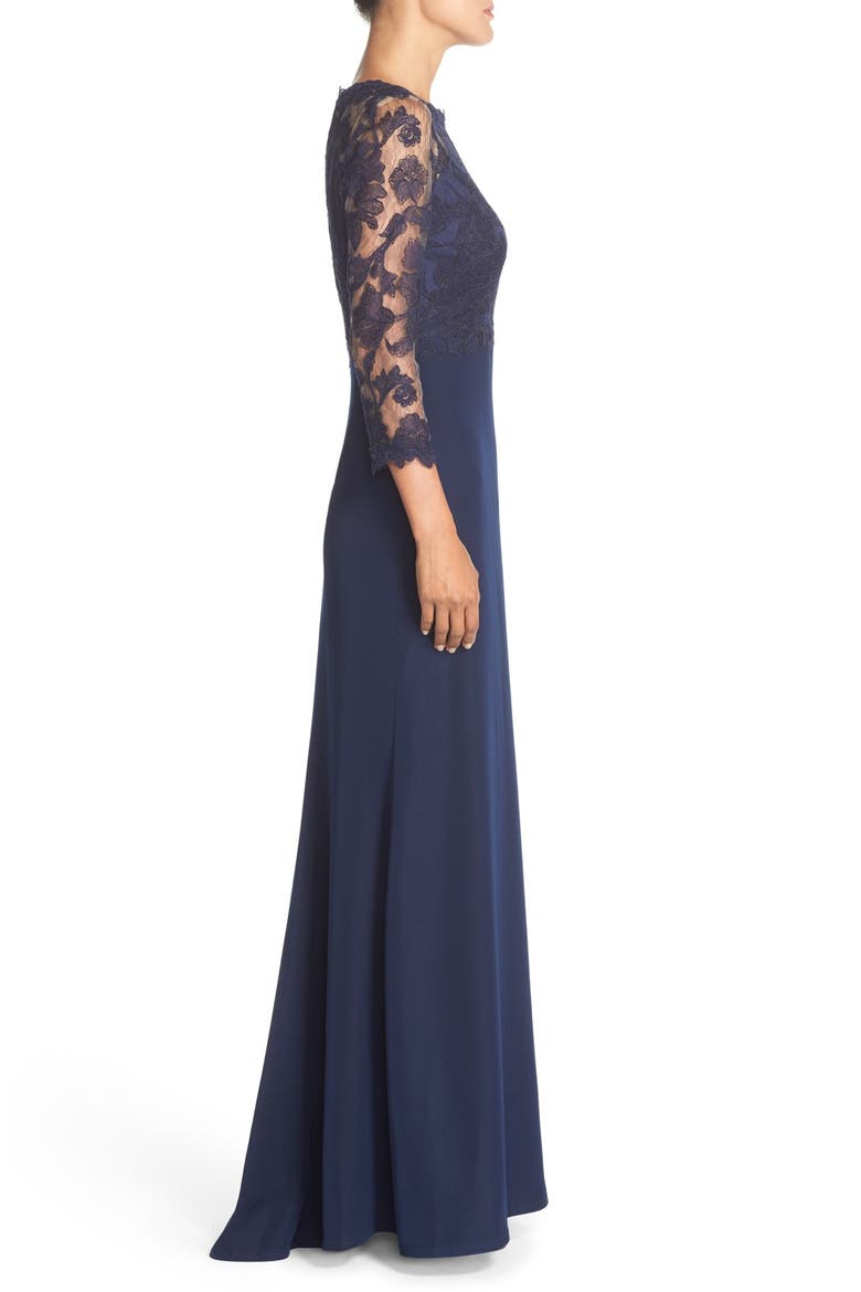 Embroidered Lace Gown, Alternate, color, ROYAL NAVY