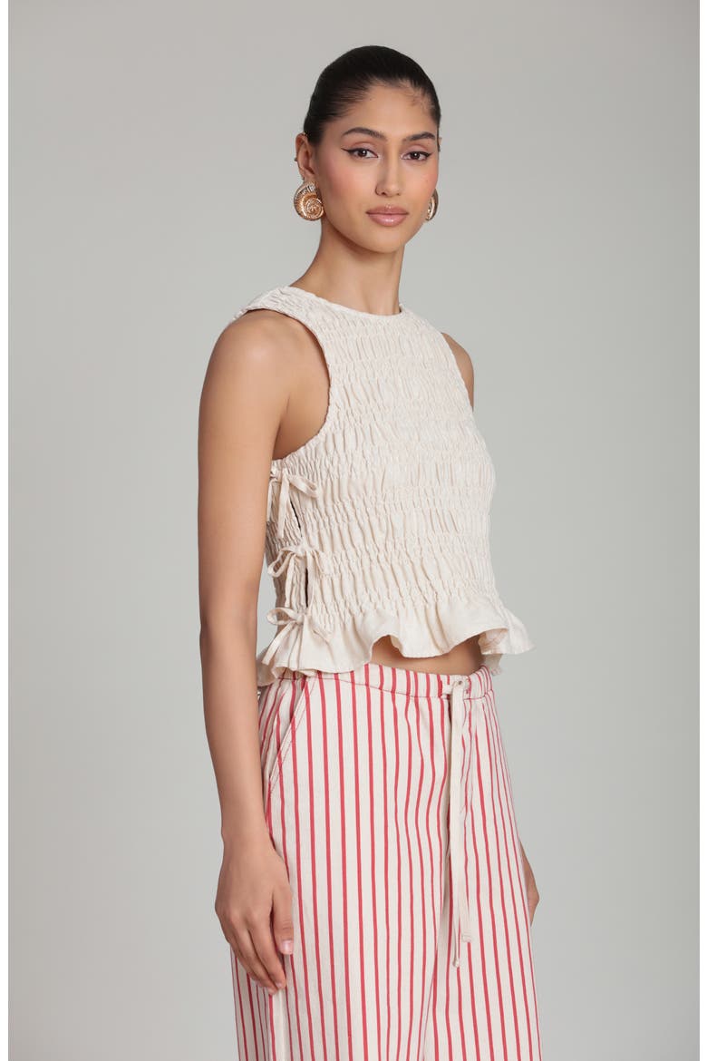 Smock Linen Blend Top, Alternate, color, OATMEAL