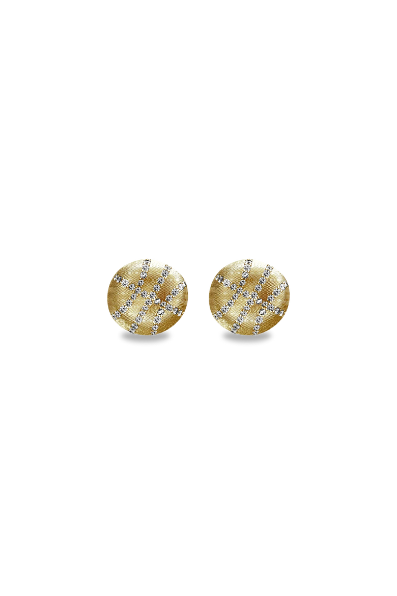 The Basketball Crooked Ball Diamond Pavé Earrings, Alternate, color, Gold / White Diamond