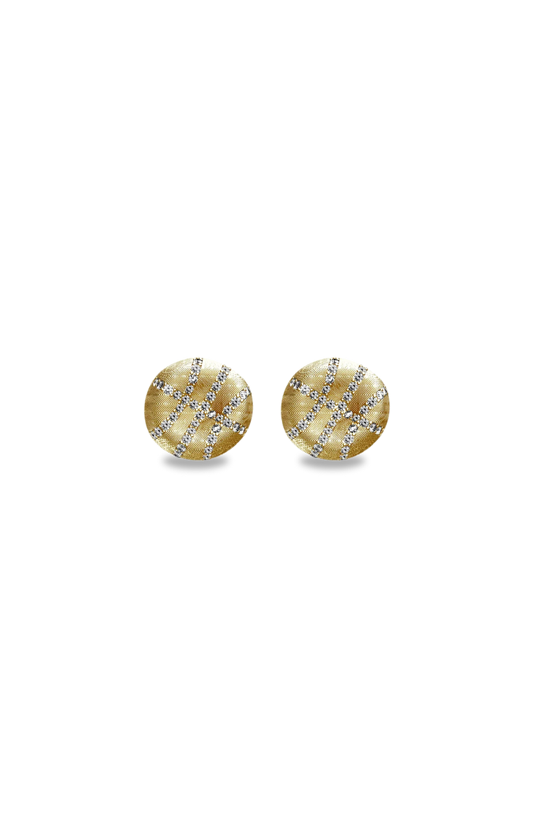 PASCAL The Basketball Crooked Ball Diamond Pavé Earrings, Alternate, color, Gold / White Diamond