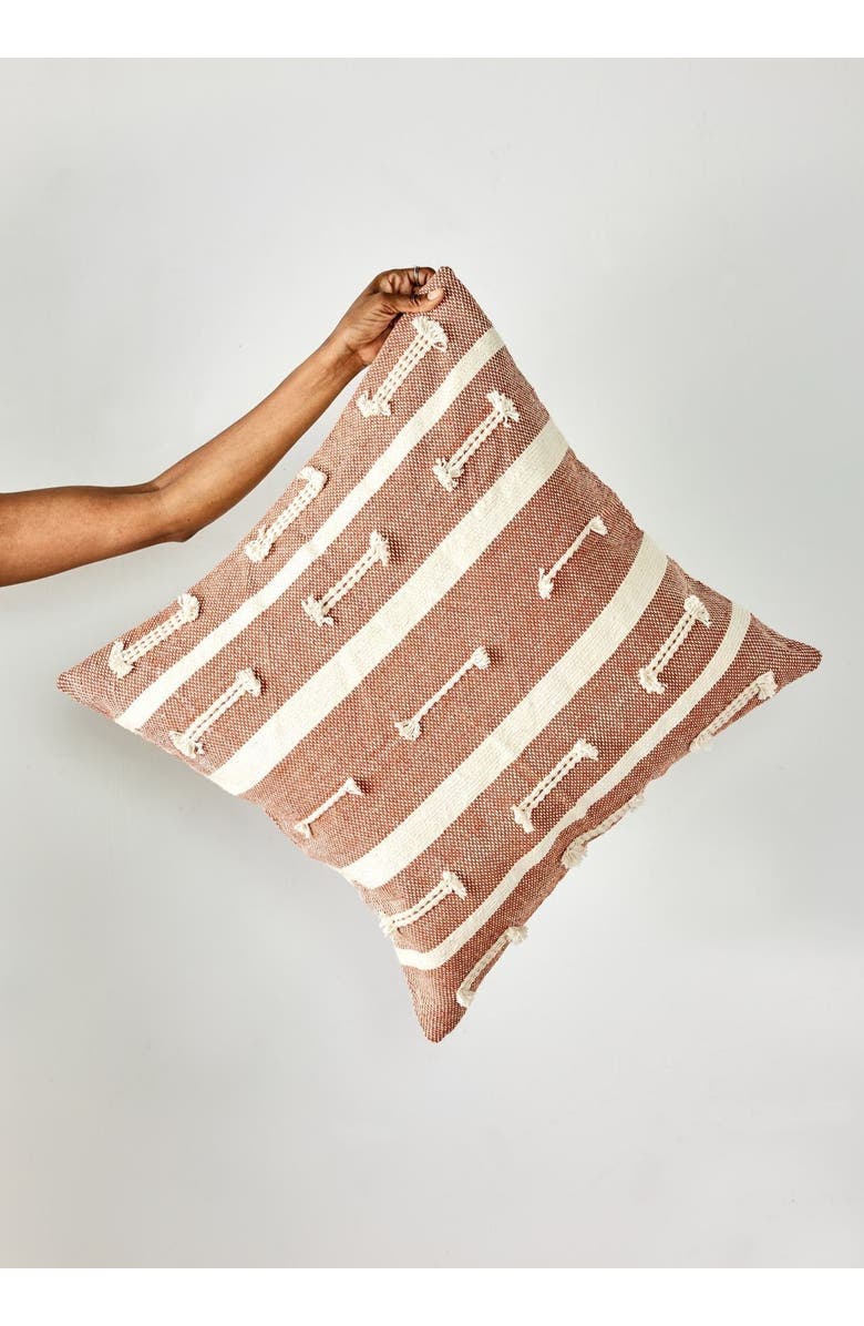 kanju Interiors Boho Sienna Euro Sham Cotton Throw Pillow - with Insert, Main, color, Natural