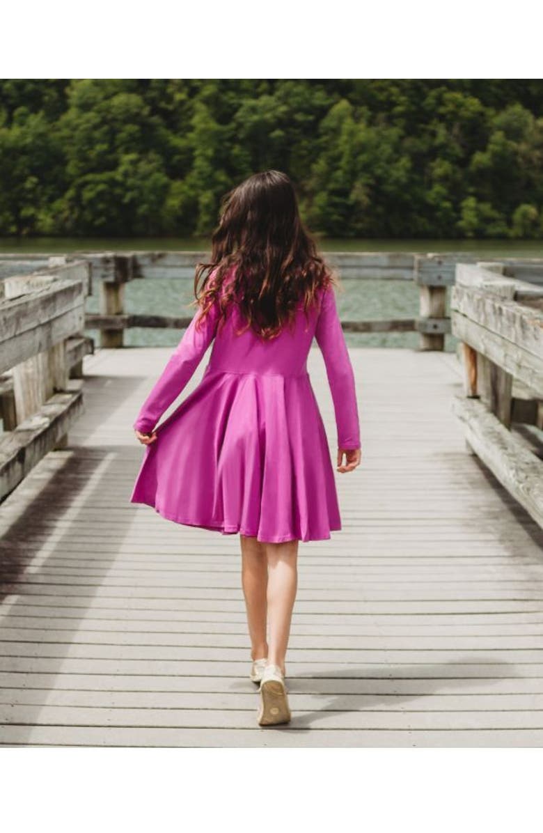 CITY THREADS Girls Soft Jersey 100% Cotton Long Sleeve Skater Twirly Dress, Alternate, color, Elf Green