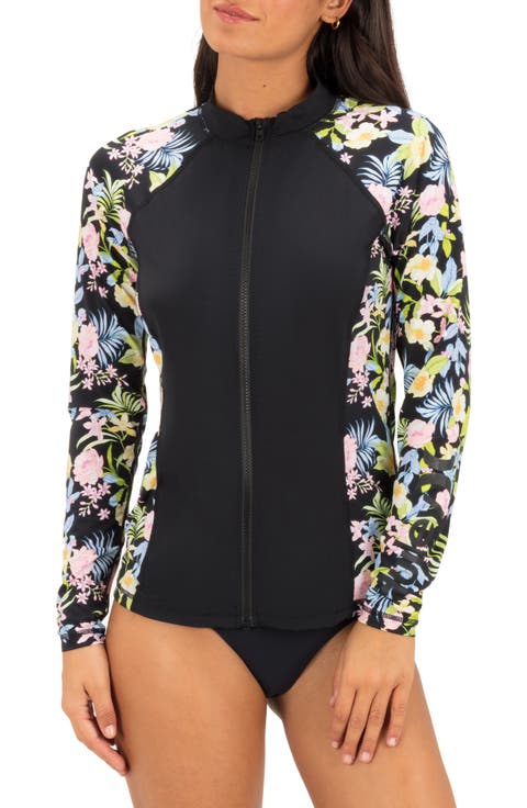 Paradiso Floral Front Zip Long Sleeve Rashguard