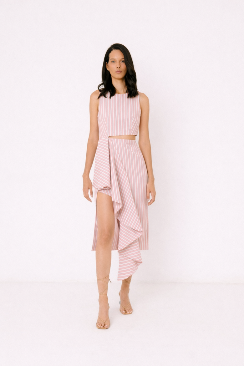 Avenue Dress, Main, color, White and Pink Stripes