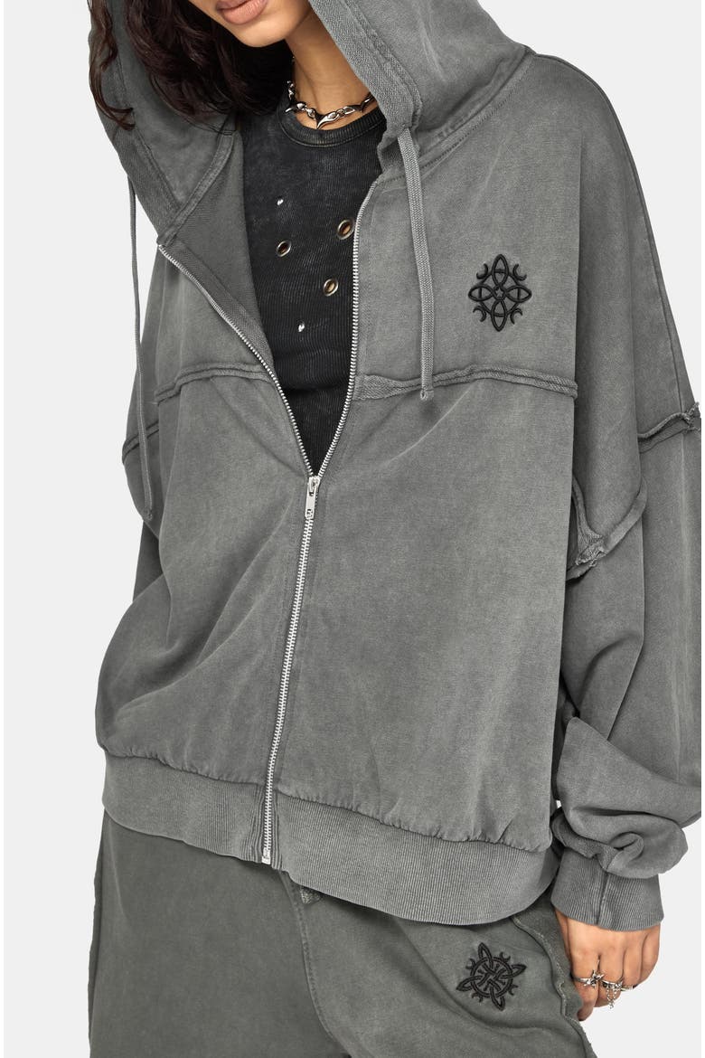Mio Witches Knot Distressed Seam Hoody, Alternate, color, Grey