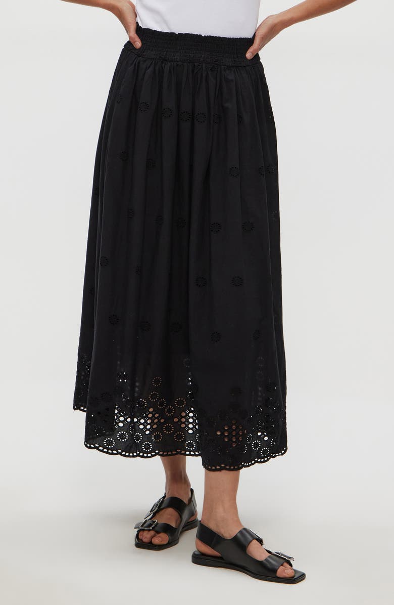 Michael Stars Grace Embroidered Eyelet Cotton Midi Skirt, Main, color, 