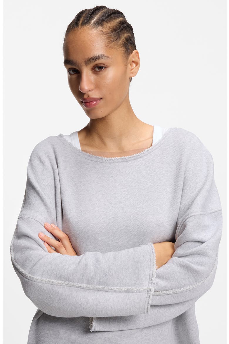 Enely Raw Edge Cotton Blend Sweatshirt, Alternate, color, OPEN GREY