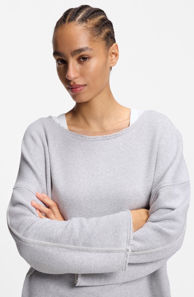 BOSS Orange Enely Raw Edge Cotton Blend Sweatshirt, Alternate, color, 