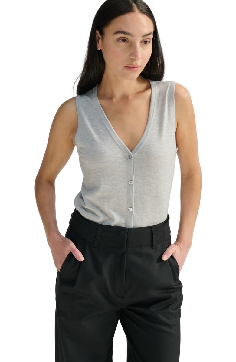 Almina Concept Knit Button Closure Vest, Alternate, color, Grey