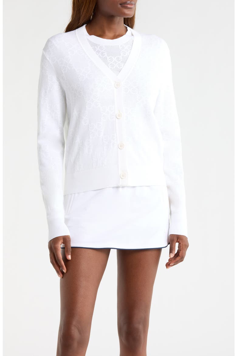 Pointelle Knit Button Front Golf Cardigan, Main, color, SNOW