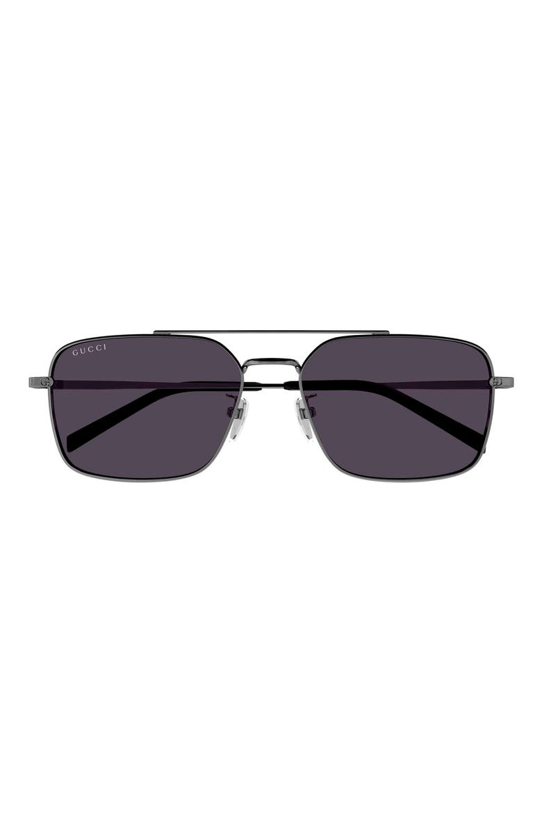 58mm Square Sunglasses, Main, color, RUTHENIUM