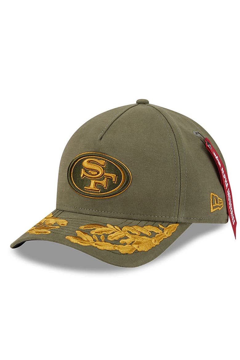 Men's New Era x Alpha Industries  Olive San Francisco 49ers A-Frame 9FORTY Adjustable Hat, Main, color, Olive