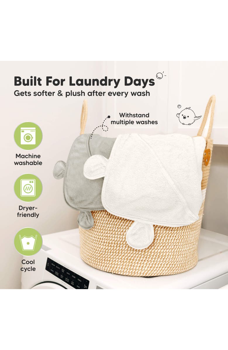 KeaBabies 2-Pack Snuggle Hooded Towels, Alternate, color, Graphite